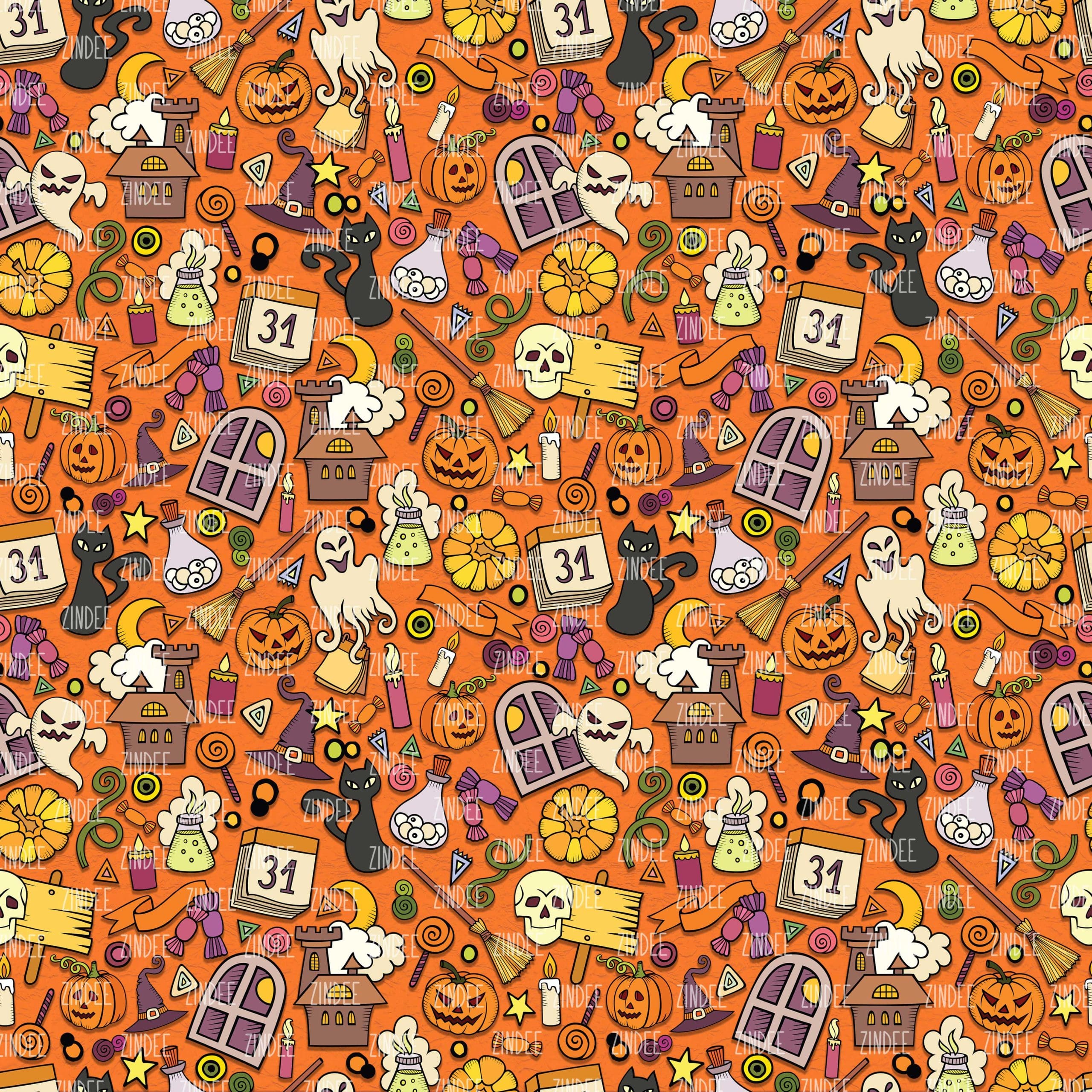 Spooky Halloween Orange (digital paper)