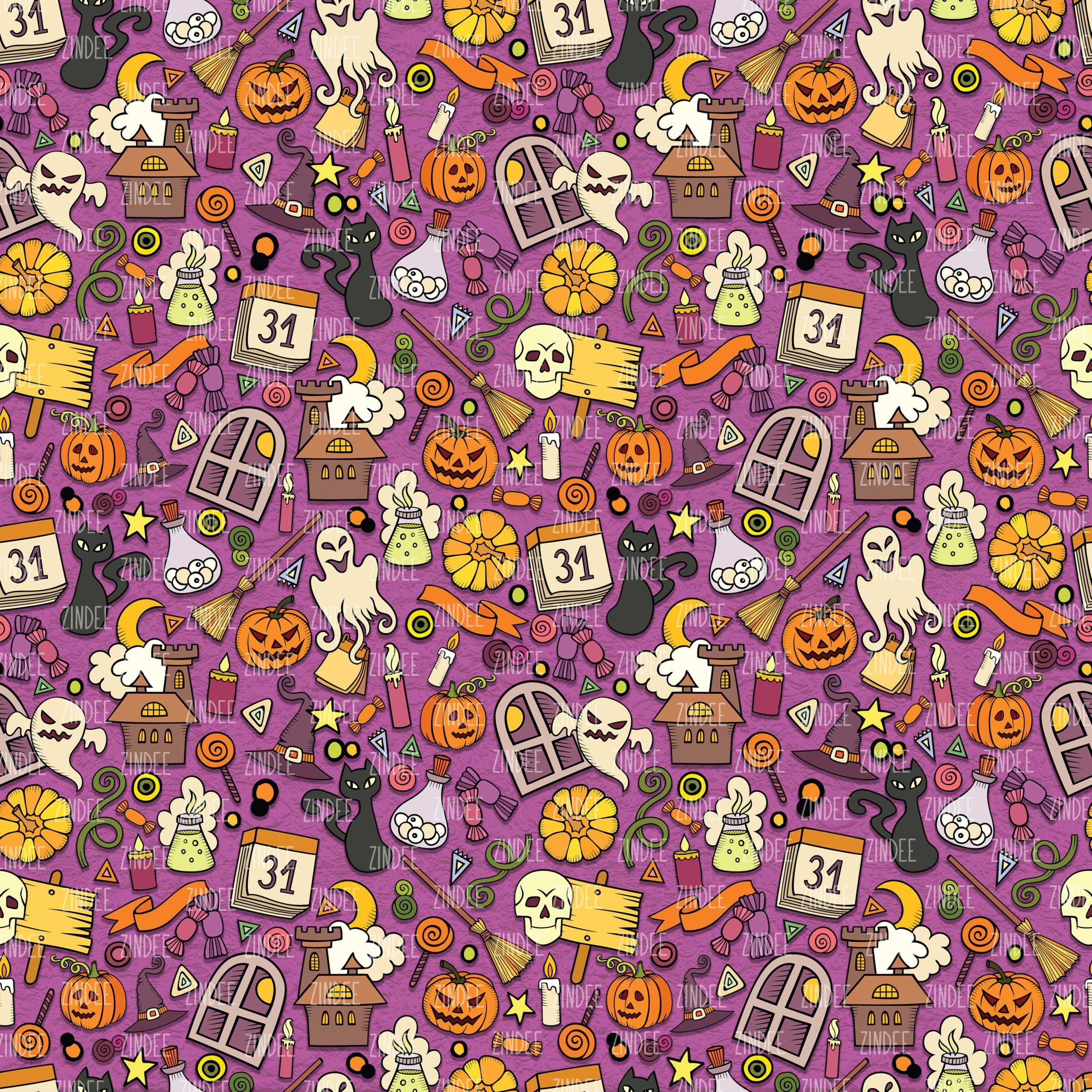 Spooky Halloween Purple (digital paper)