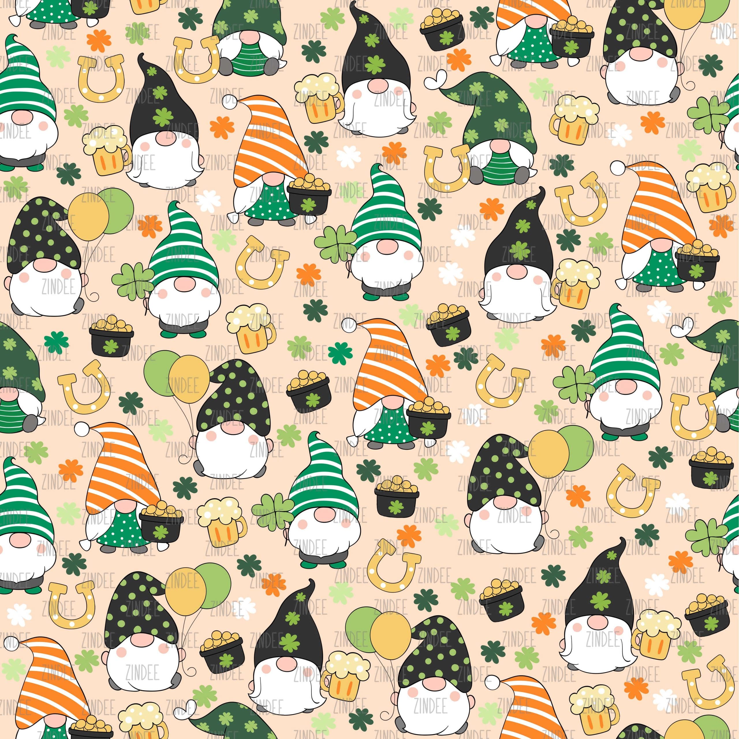 Gnomes St. Patty's Day seamless (vinyl)