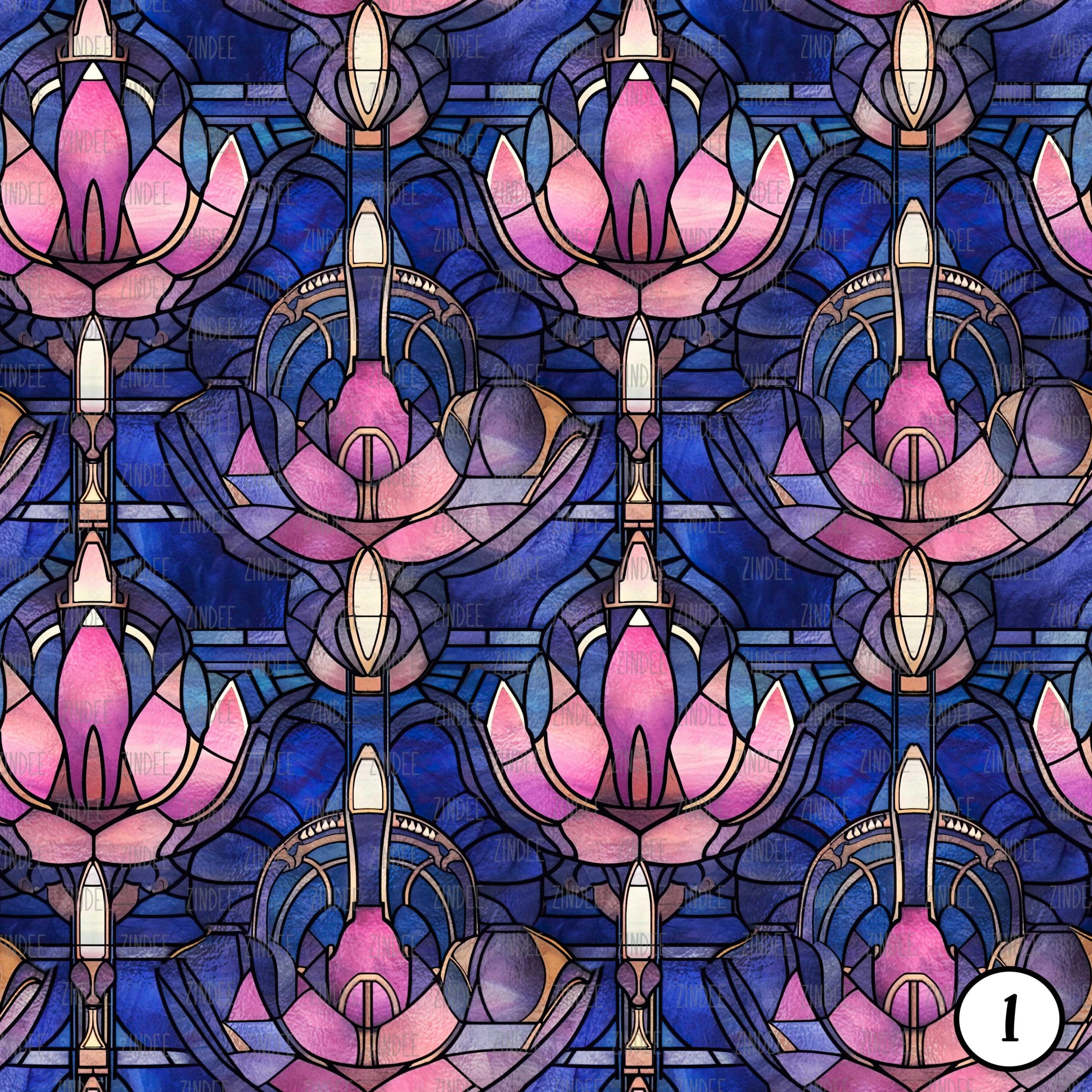 Alternative view of Stained Glass Pink Lotus (vinyl)