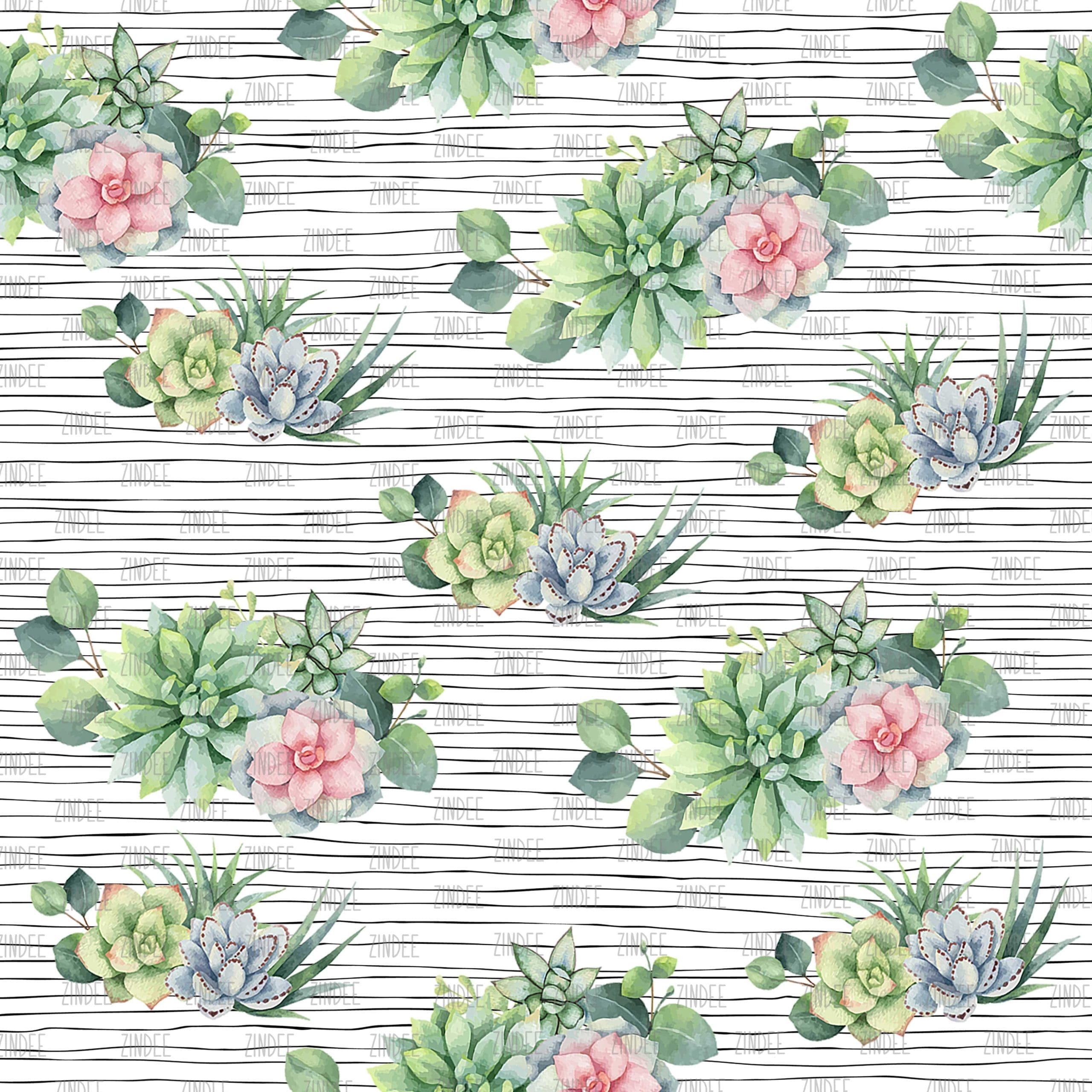 Succulents and Stripes seamless (vinyl)