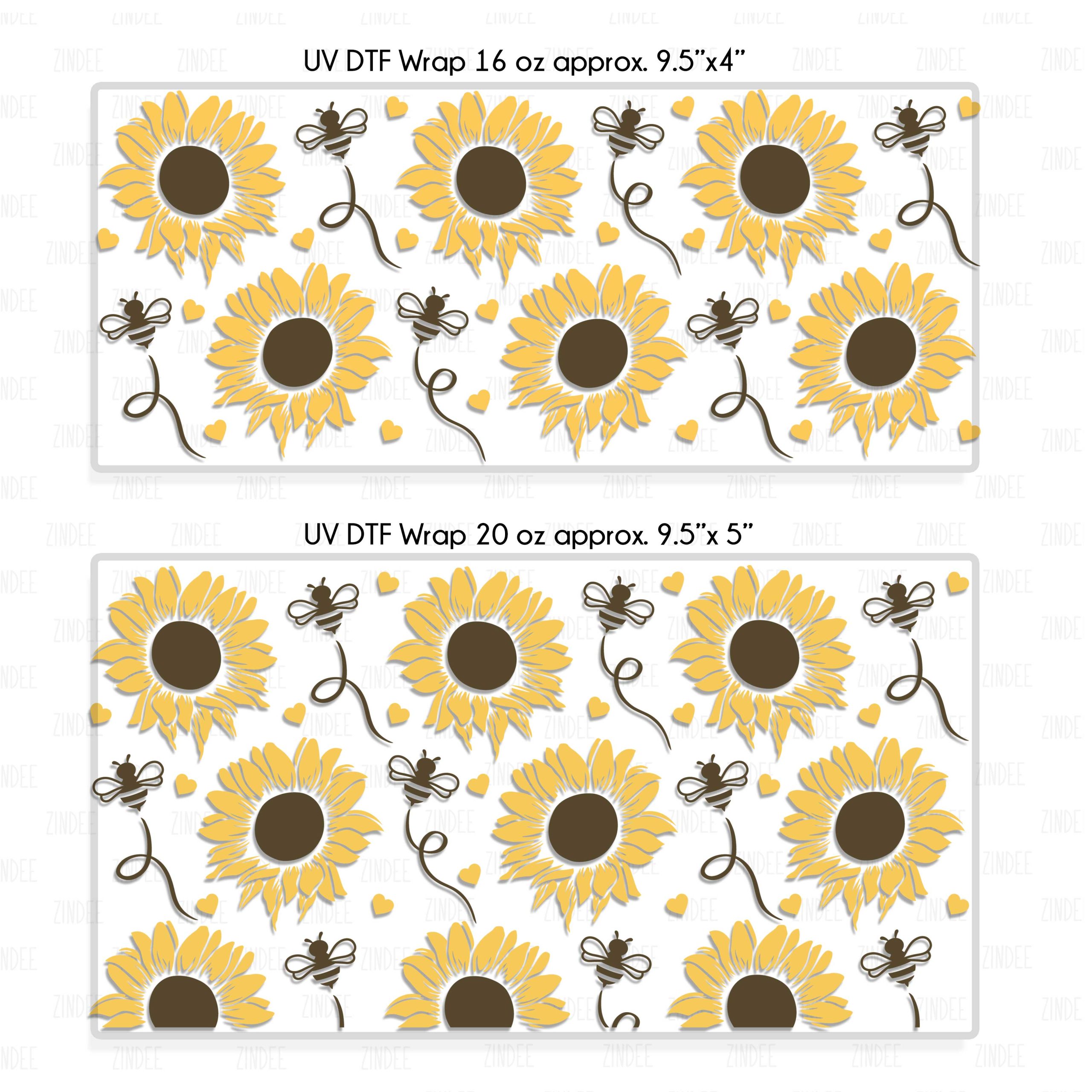 Sunflower and Bees UV DTF Glass Can Wrap - Image 2