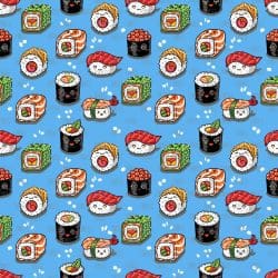 Sushi Rolls Blue (digital paper)
