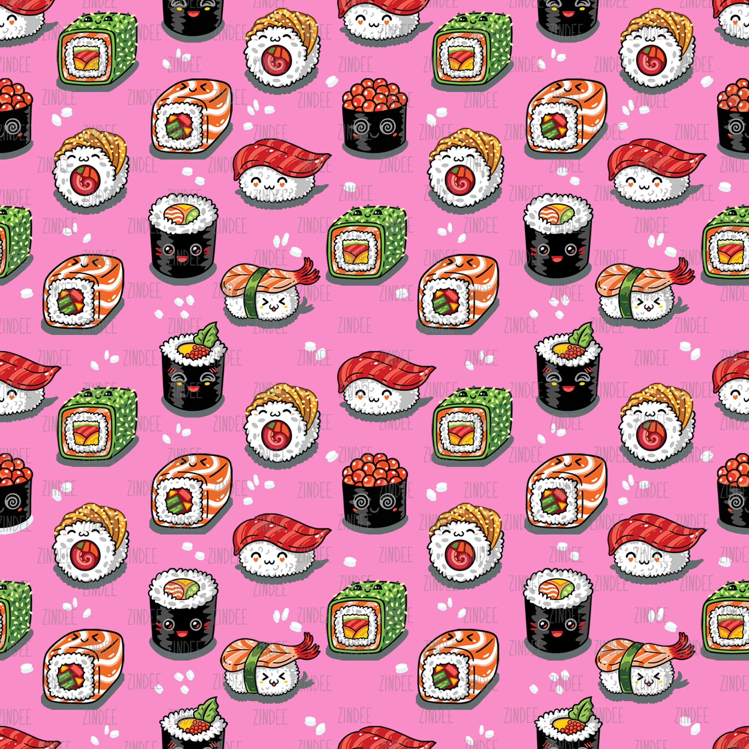 Sushi Rolls Pink (digital paper)