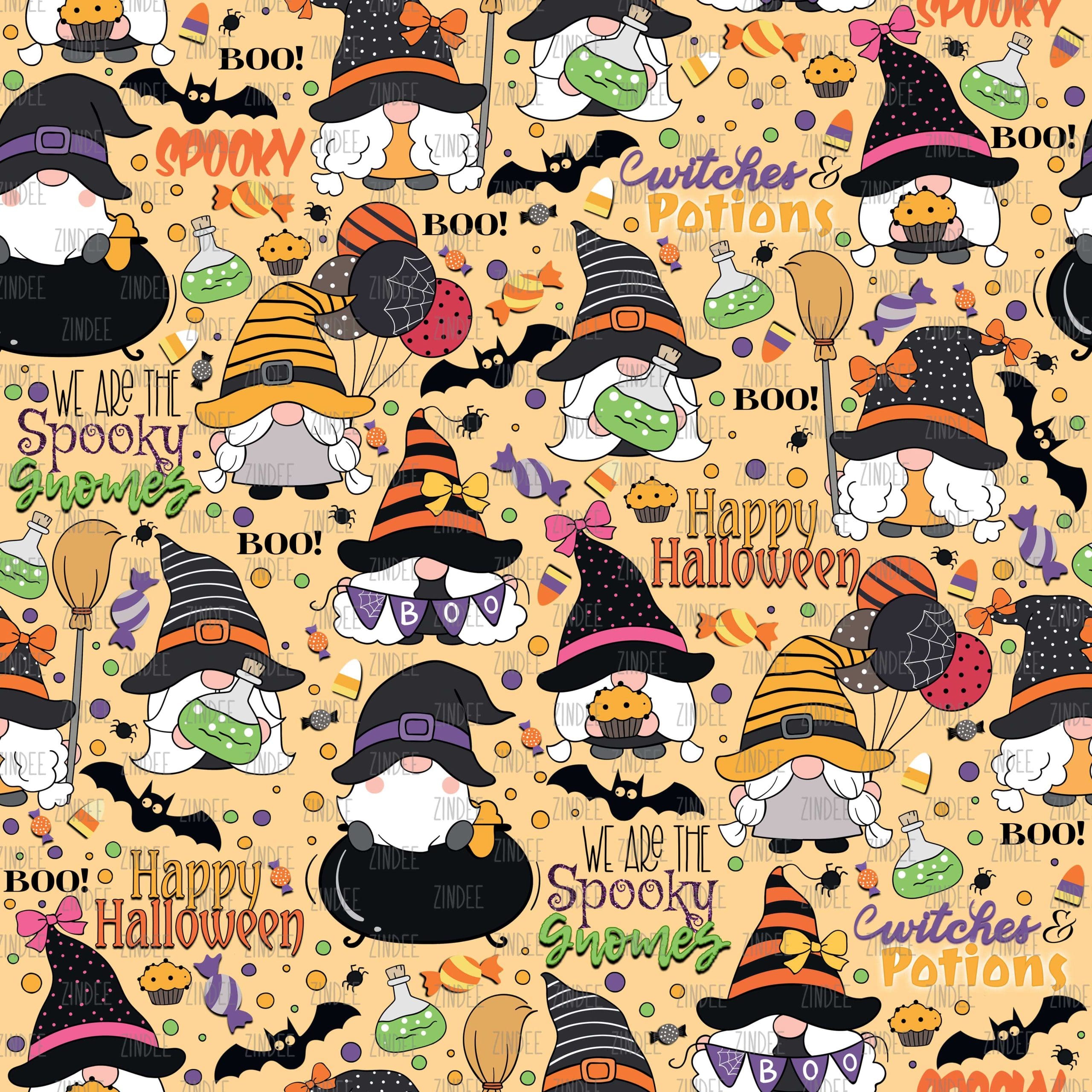 Gnomes Sweet Halloween seamless (digital paper)