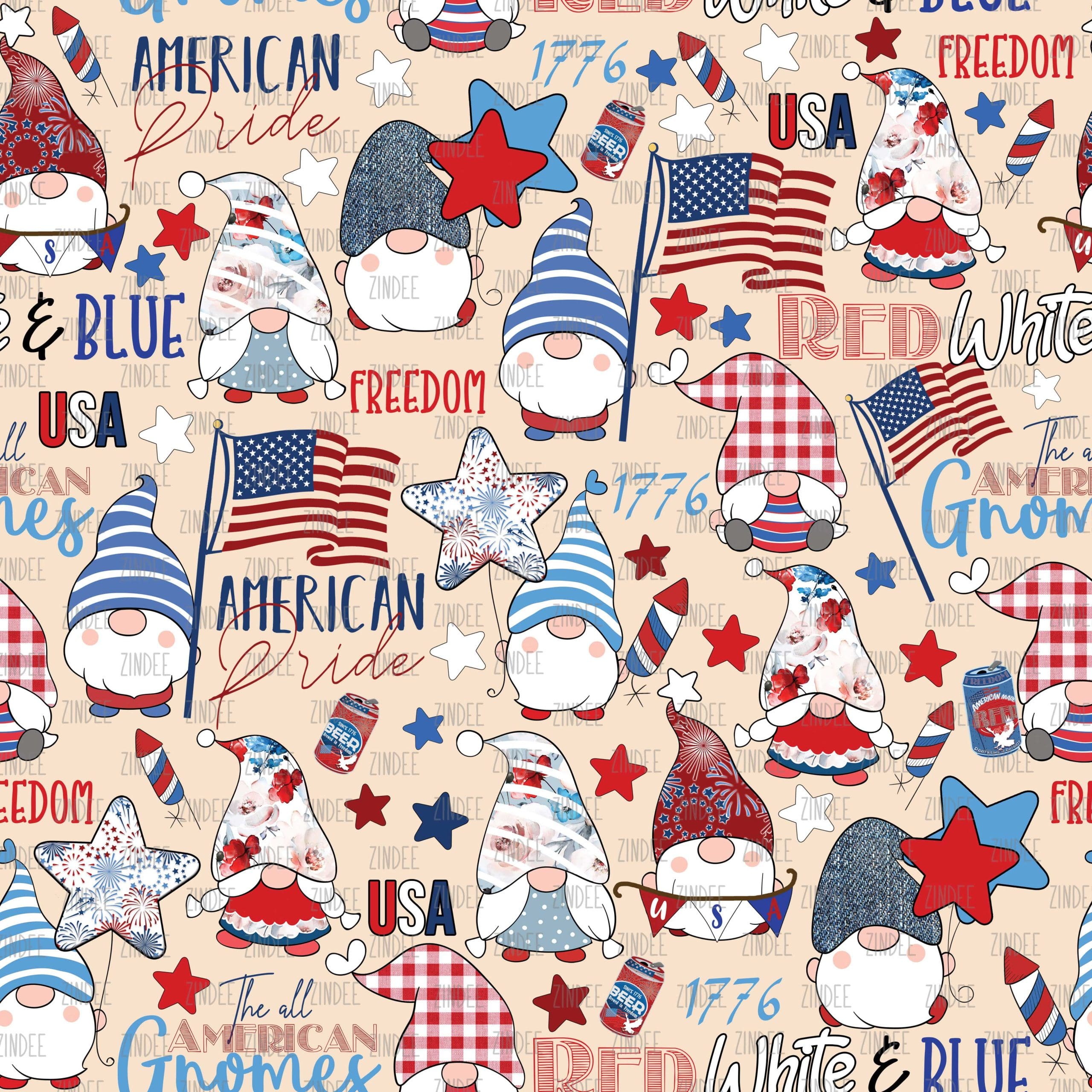 Gnomes Sweet Patriotic seamless (vinyl)