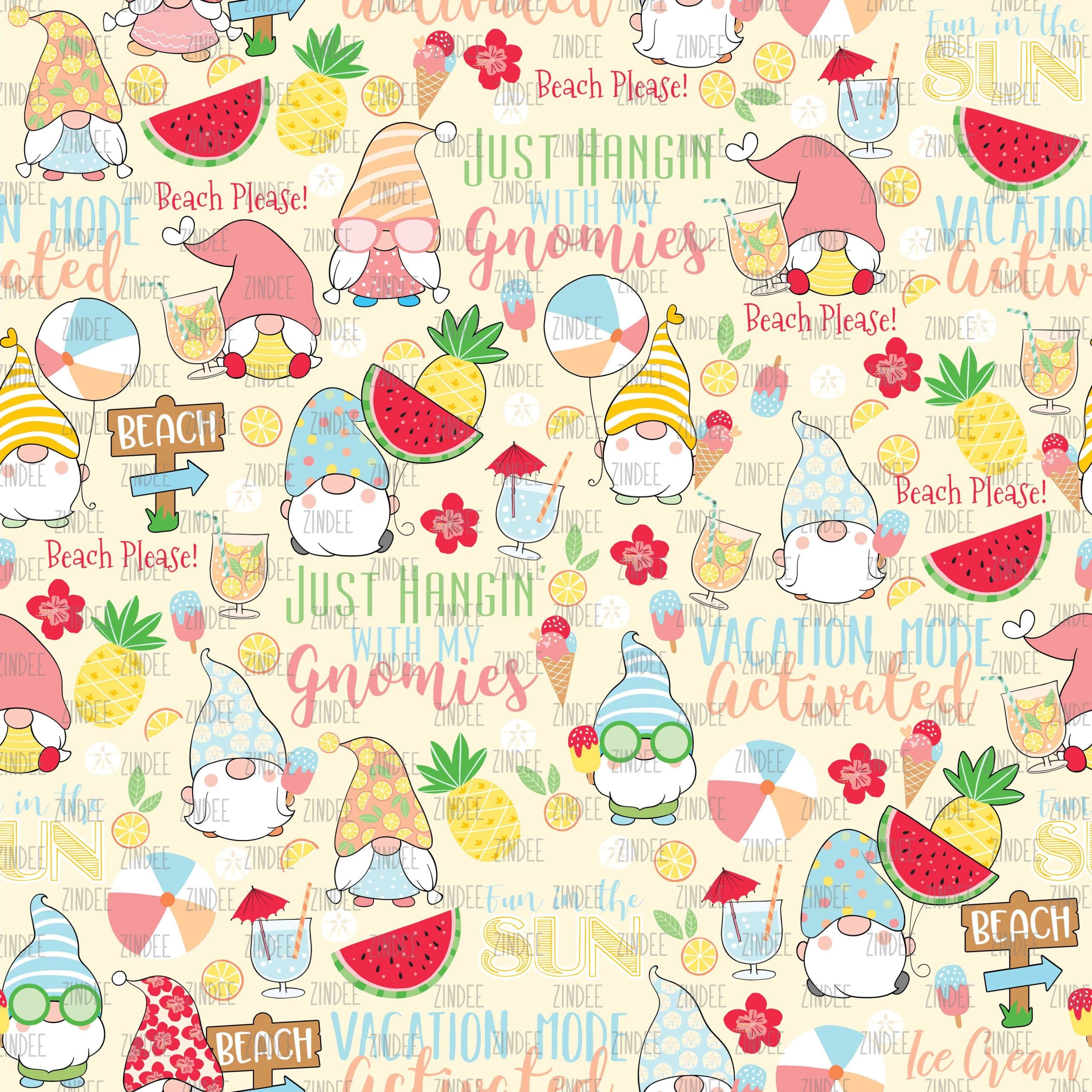 Gnomes Sweet Tropical seamless (vinyl)