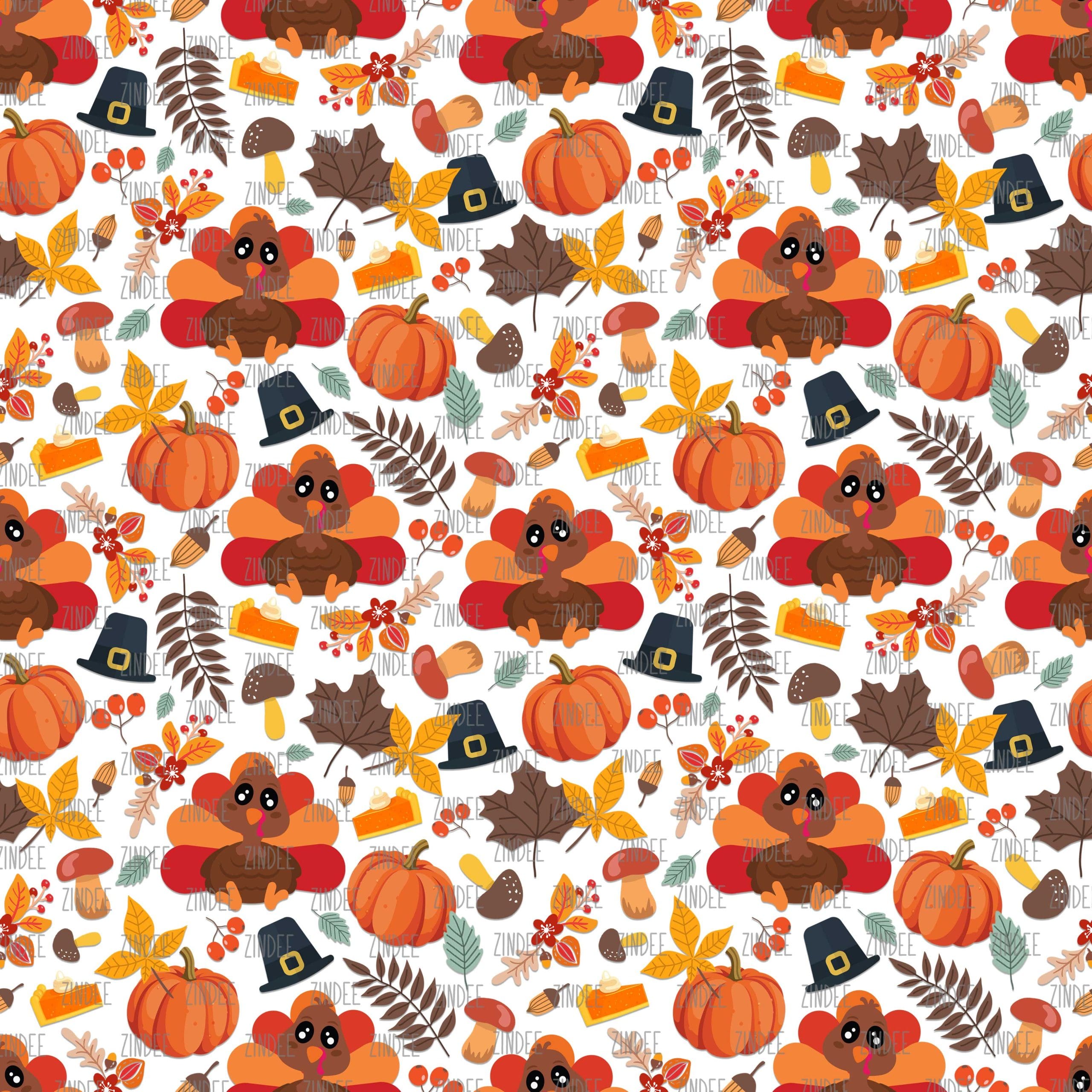 Thanksgiving Sitting Turkey seamless (digital paper)