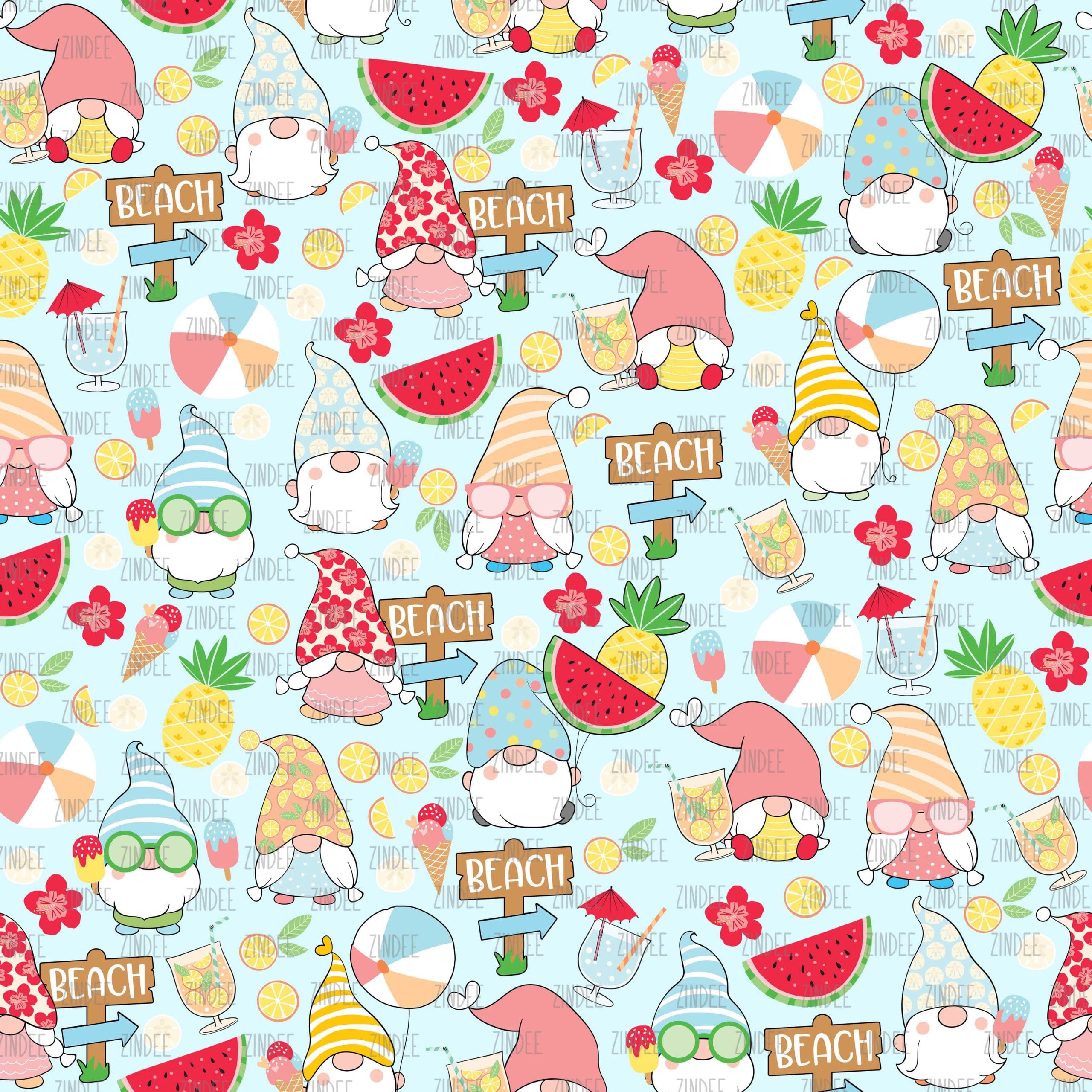 Gnomes Tropical seamless (vinyl)