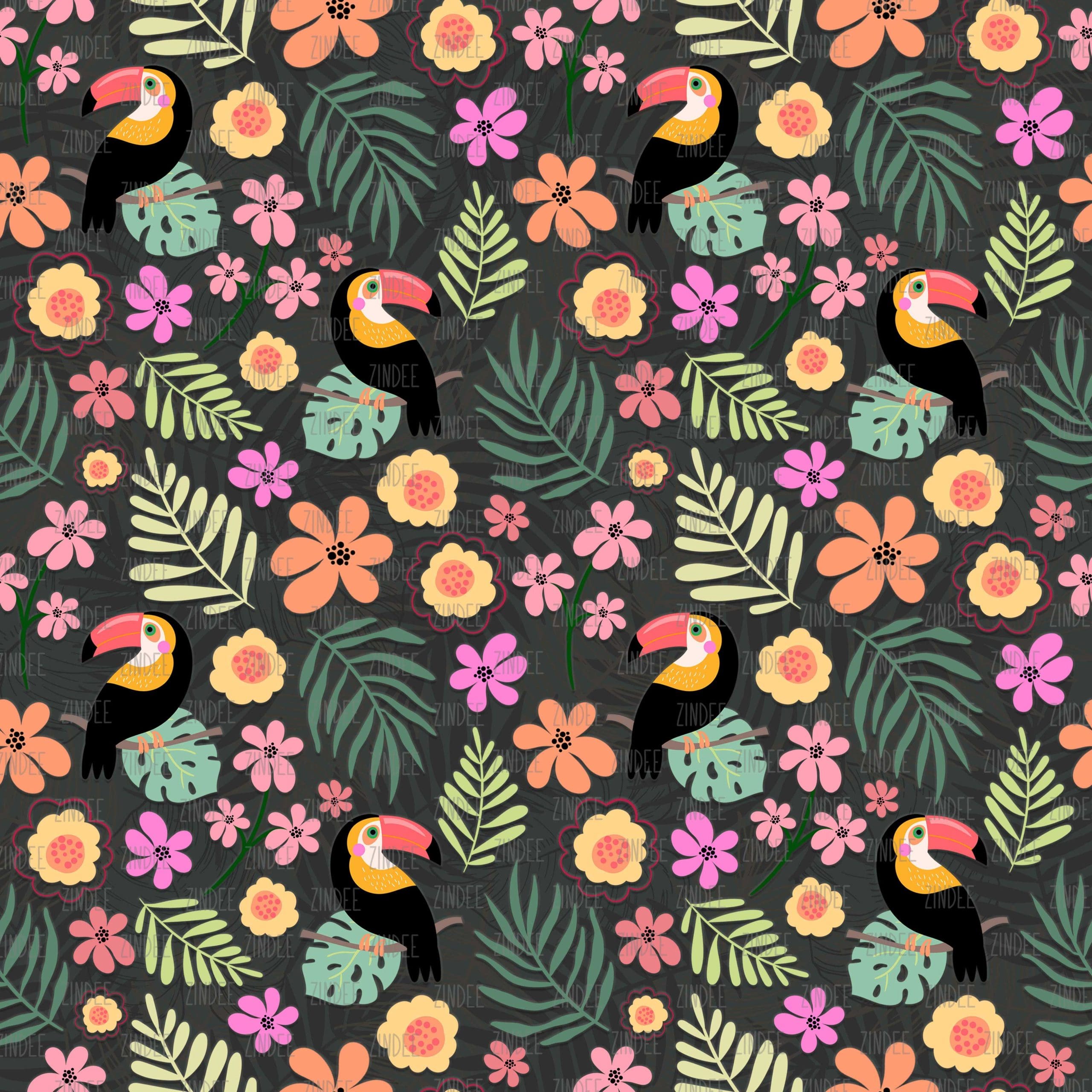 Tropical Toucans Black (vinyl)