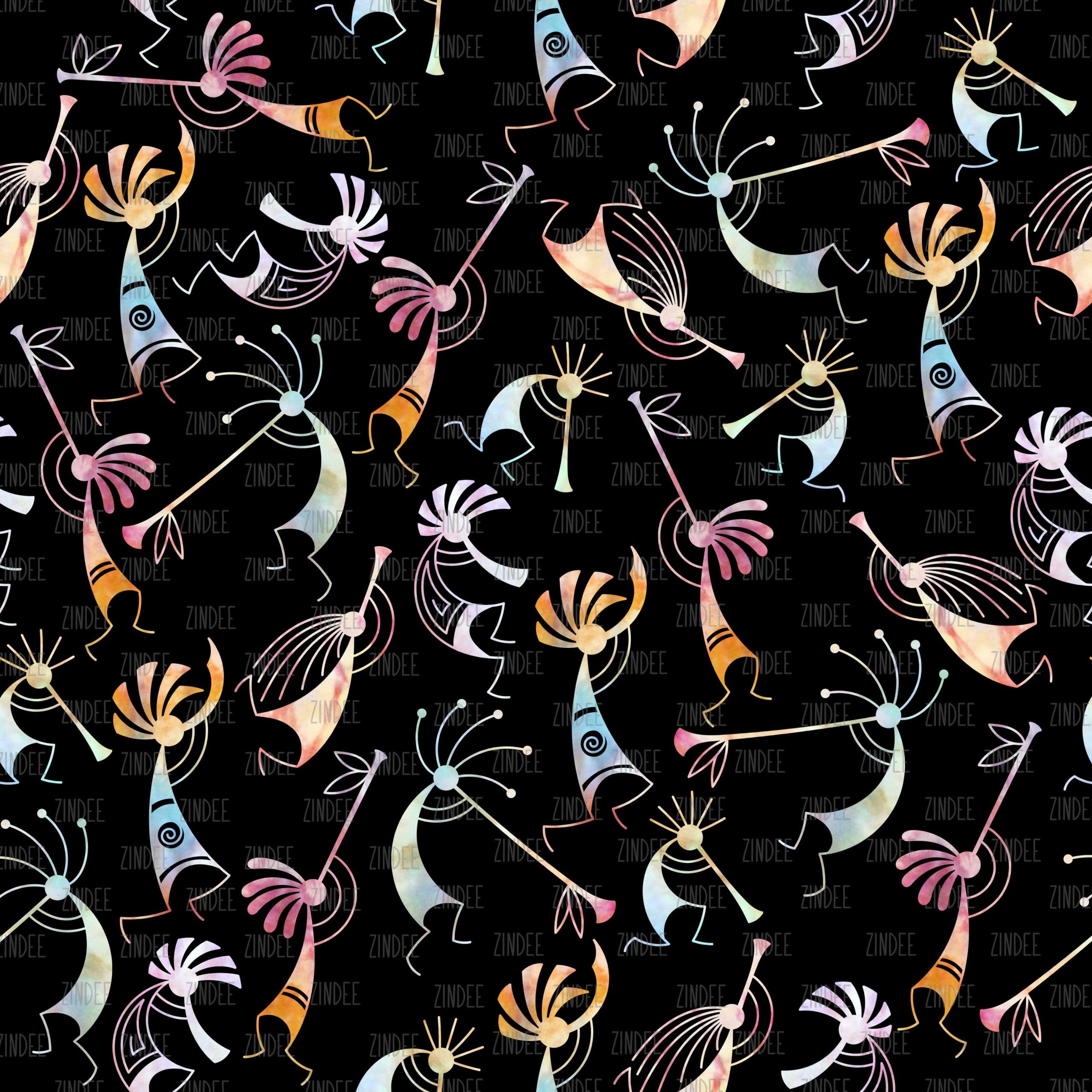 Tye Dye Dancers Black seamless (digital paper)