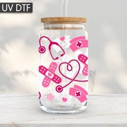 Valentine Nurse UV DTF Glass Can Wrap