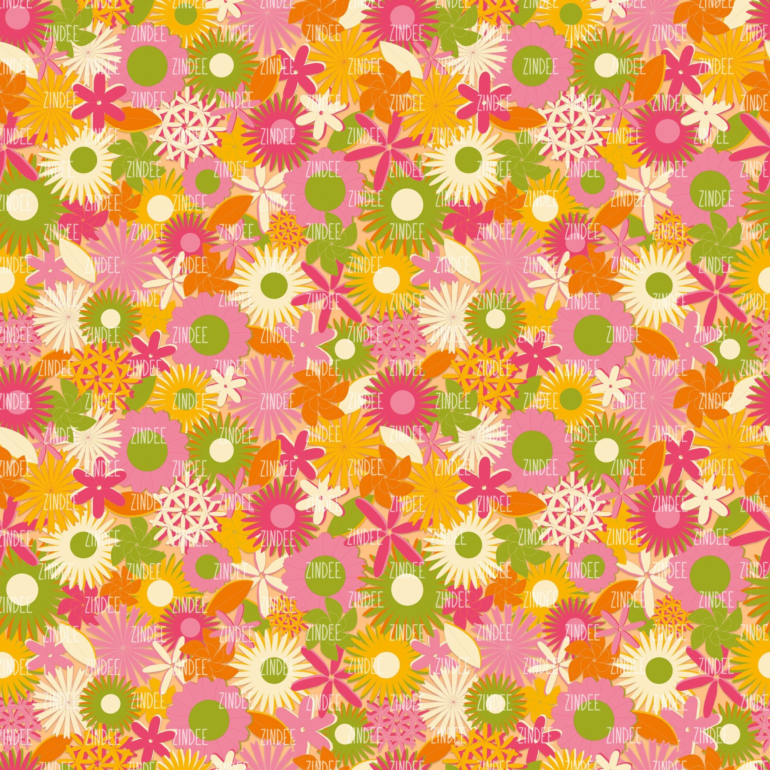Vintage Spring Flowers Peach seamless (digital paper)