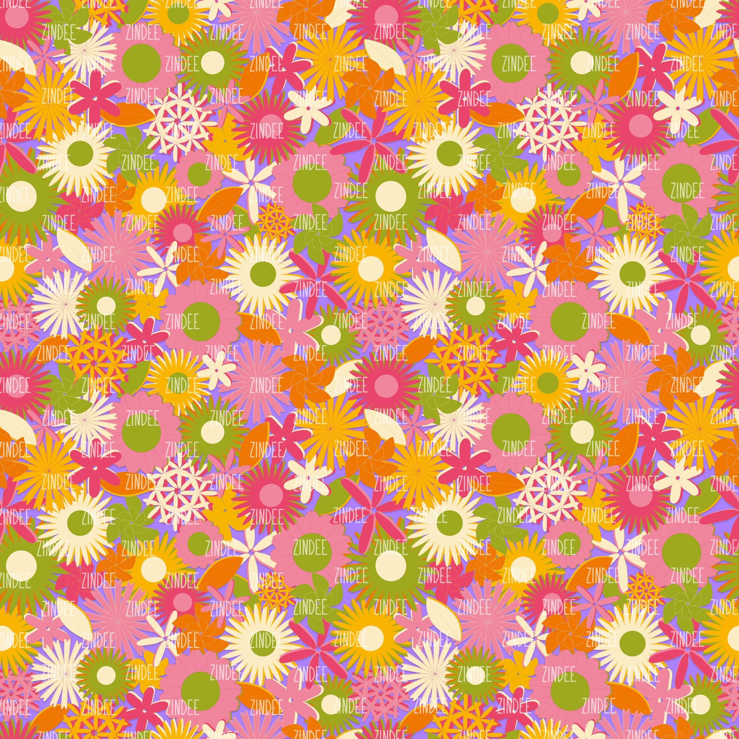 Vintage Spring Flowers Purple seamless (digital paper)