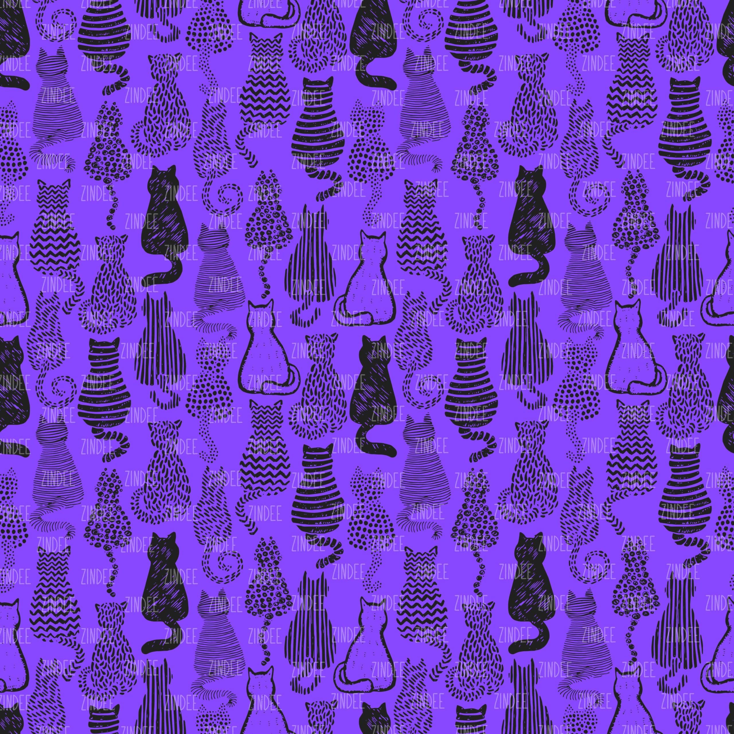 Violet Pattern Cats seamless (vinyl)