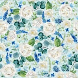 Watercolor Blue Floral Light Blue seamless (vinyl)