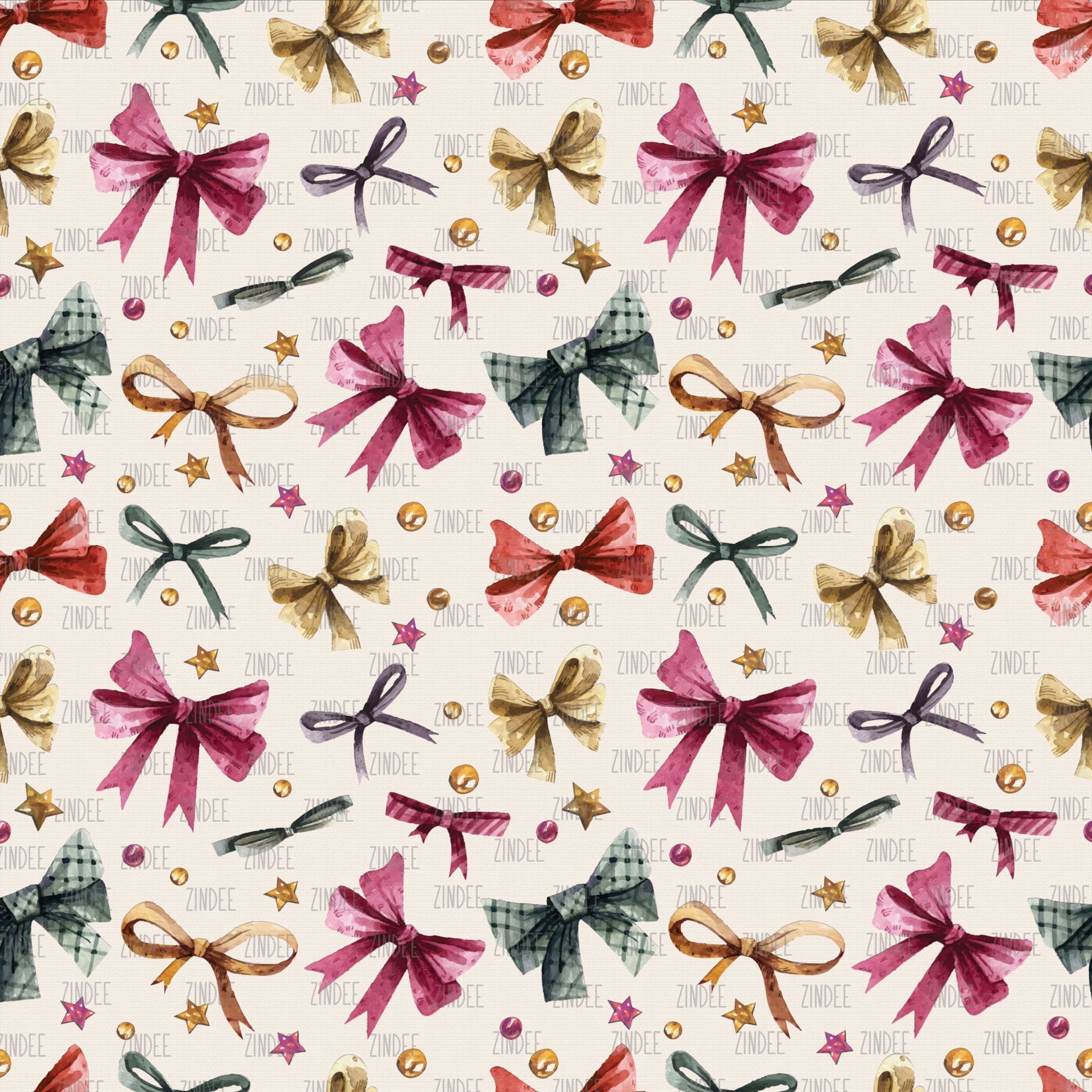 Watercolor Christmas Bows (digital paper)