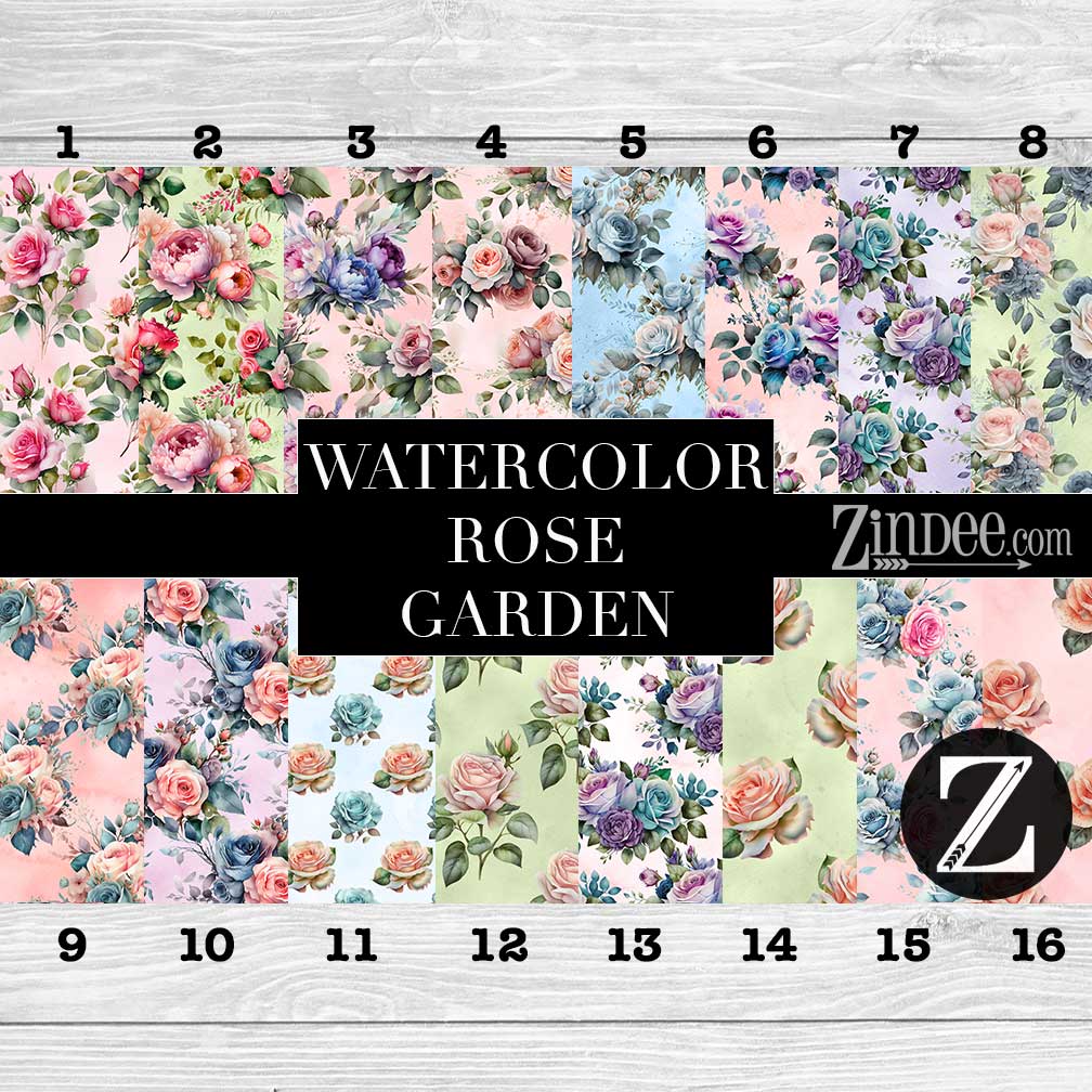 Watercolor Rose Garden (vinyl)