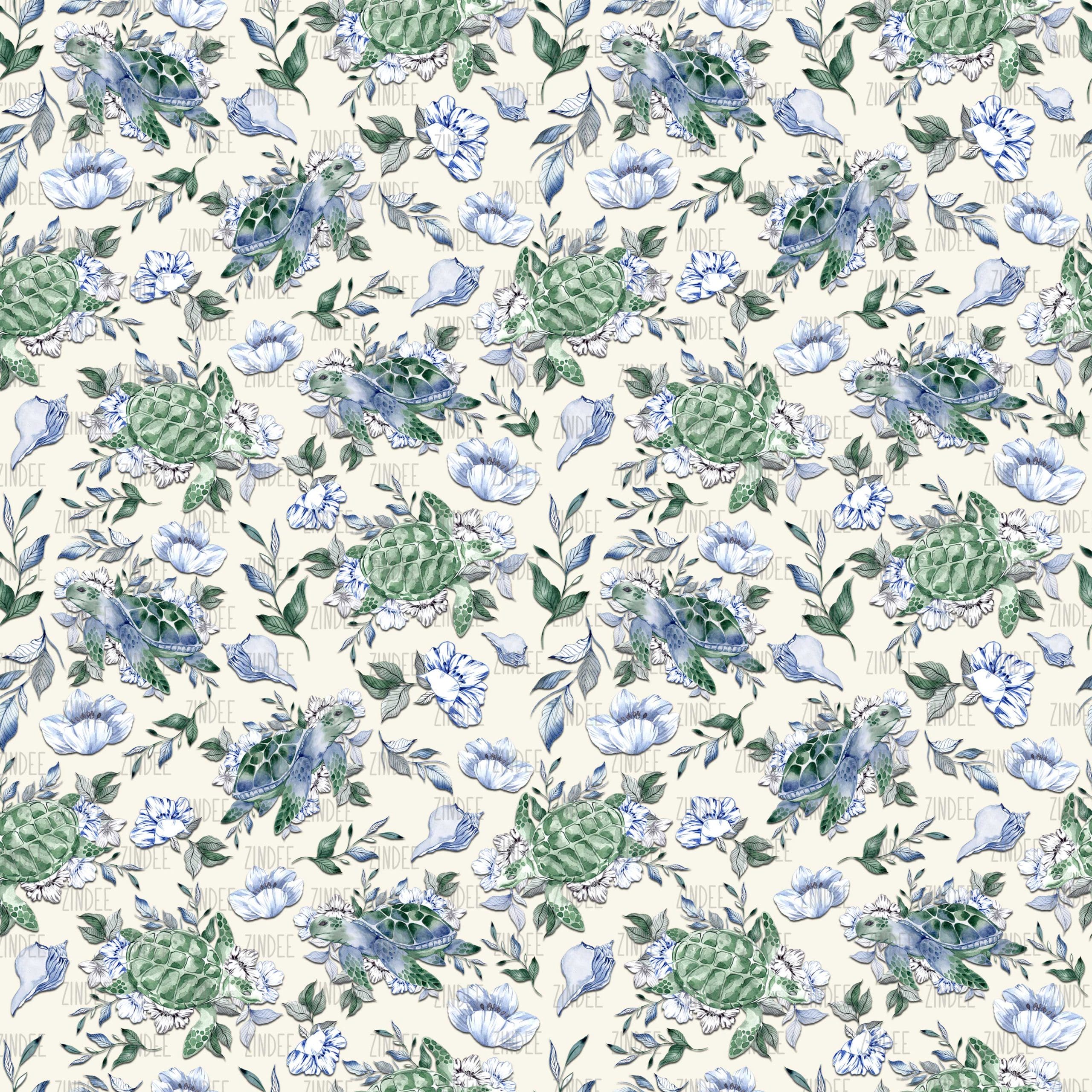 Watercolor Turtle Ivory seamless (vinyl)