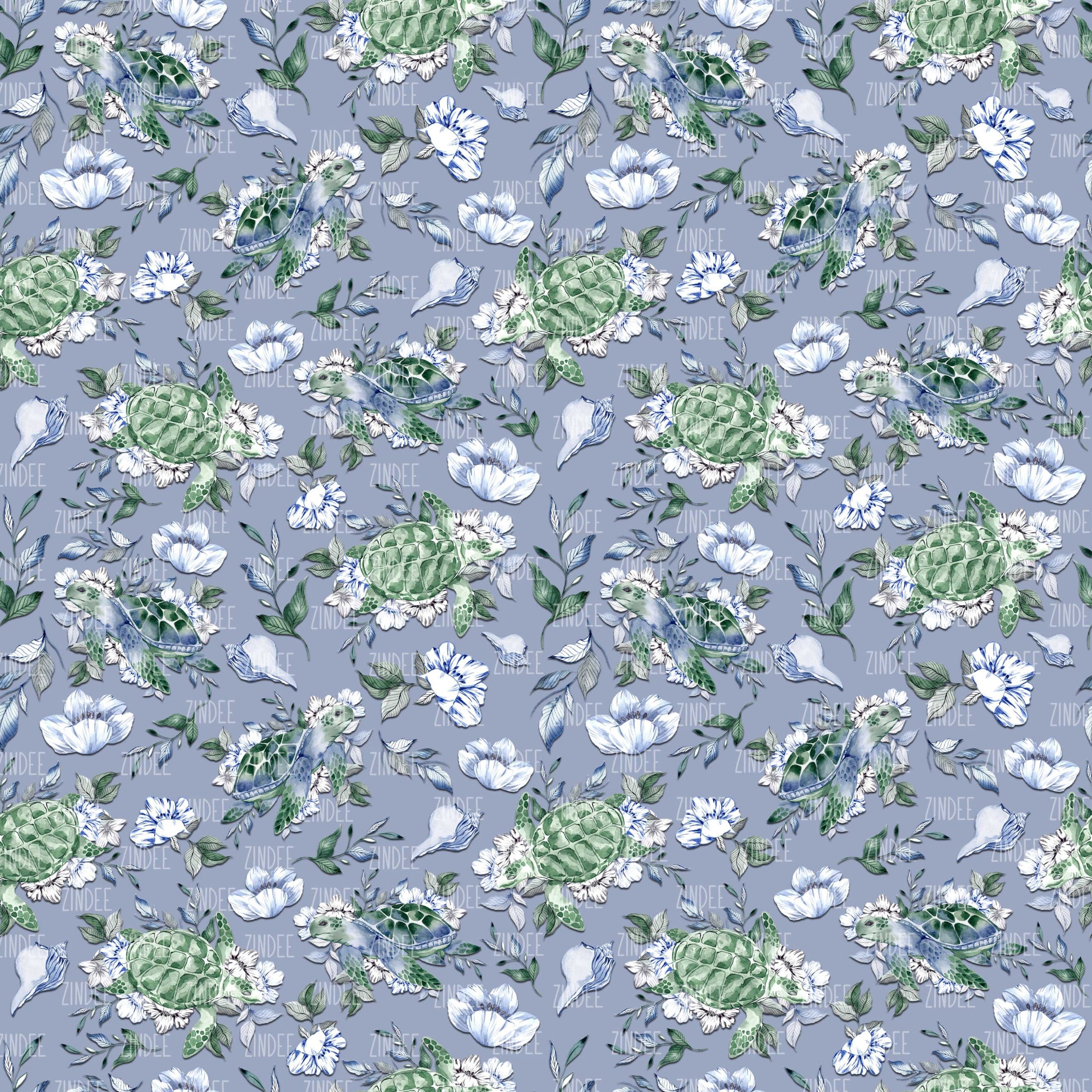 Watercolor Turtle Lilac seamless (vinyl)