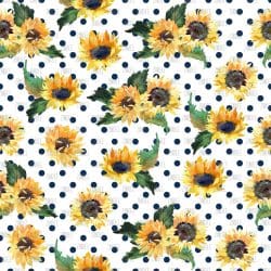 White and Navy Polka Dots Sunflower seamless (Sublimation Sheet)
