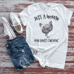 Alternative view of Woman Who Loves Chickens (Sublimation Transfer)