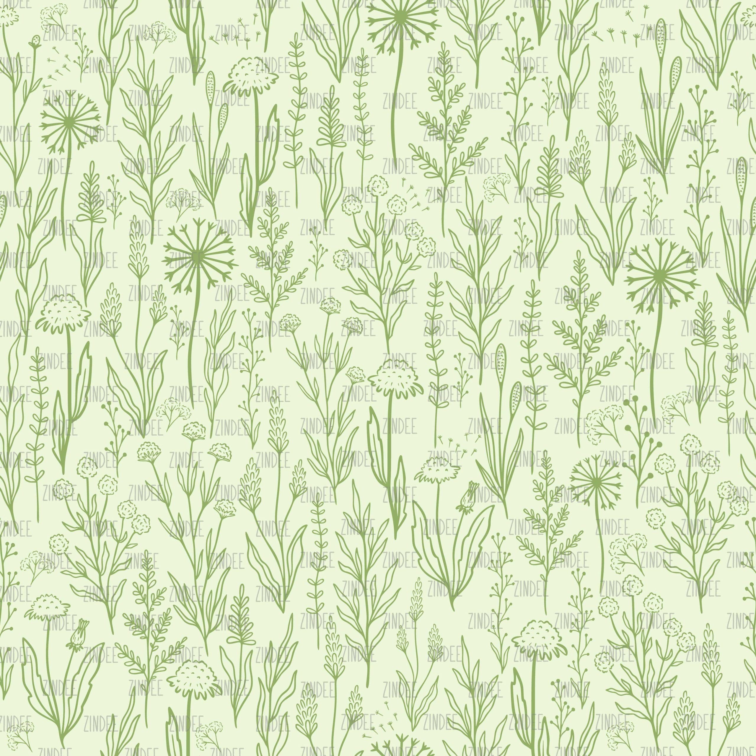 Wildflowers Green (digital paper)