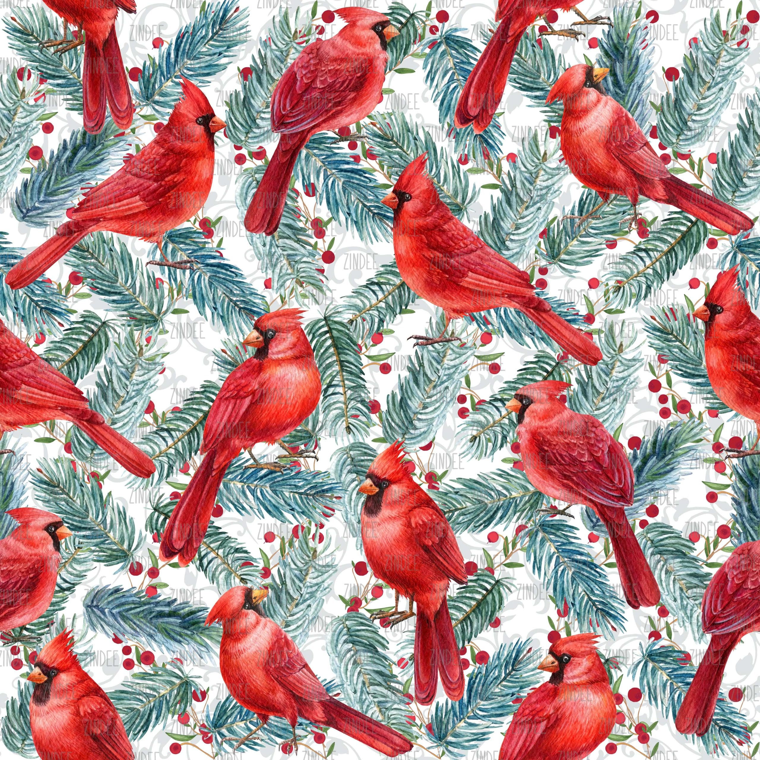 Winter Cardinals seamless (vinyl)