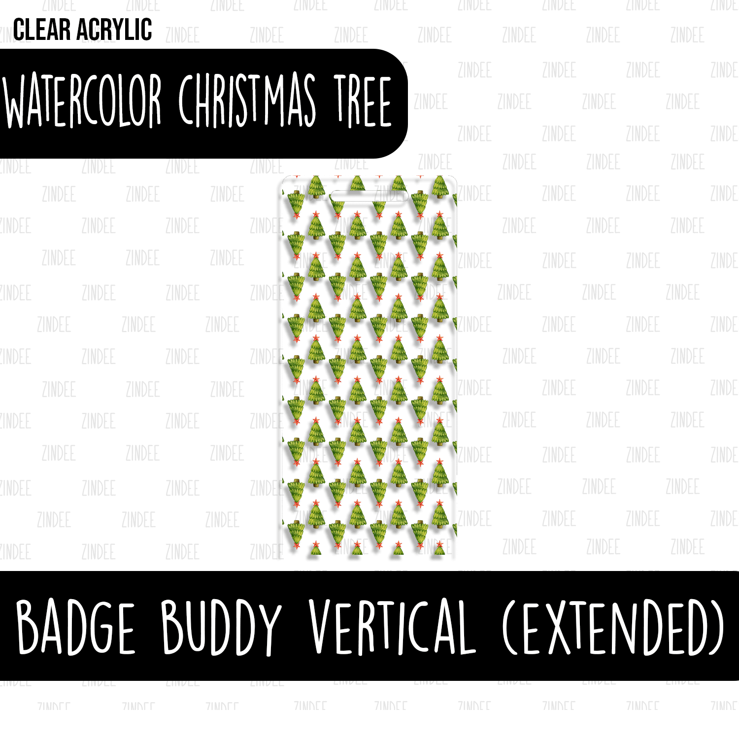Badge Buddy Vertical (Extended-Version) (Watercolor Christmas Tree)