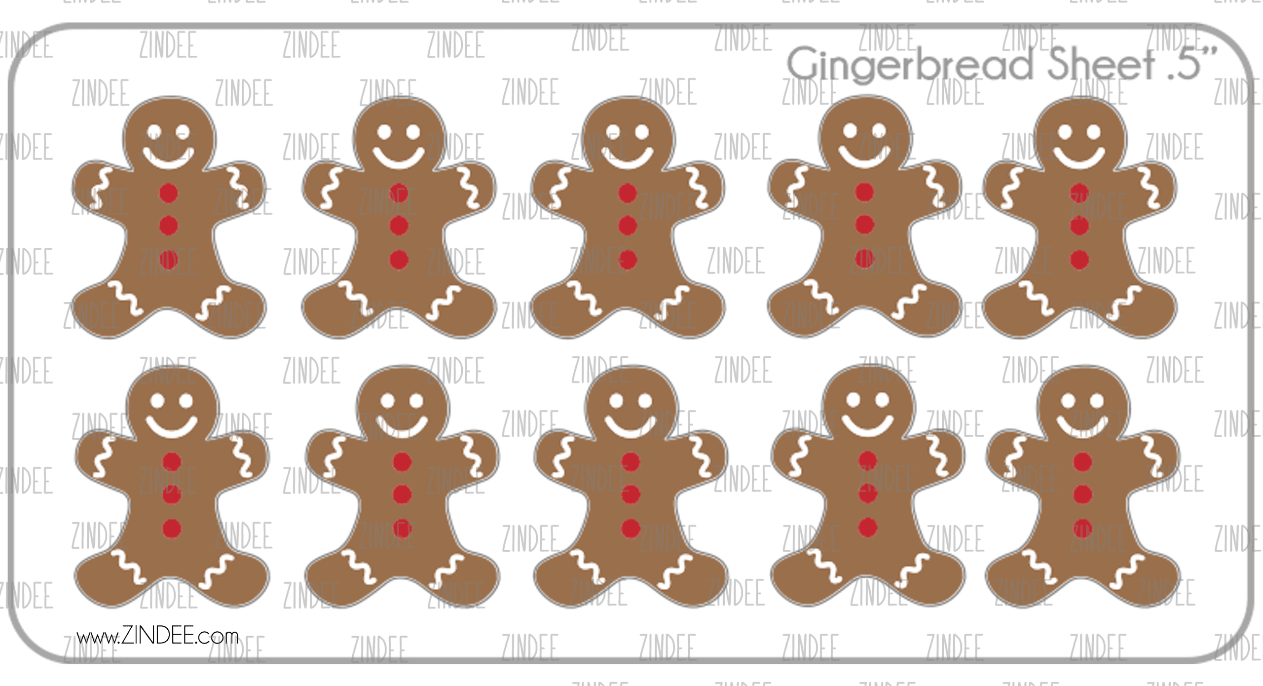 Gingerbread Cookie (sticker sheet) .5" Clear Gloss