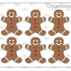 Gingerbread Cookie (sticker sheet) .75" Clear Gloss