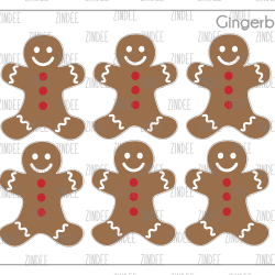 Gingerbread Cookie (sticker sheet) 1" Clear Gloss