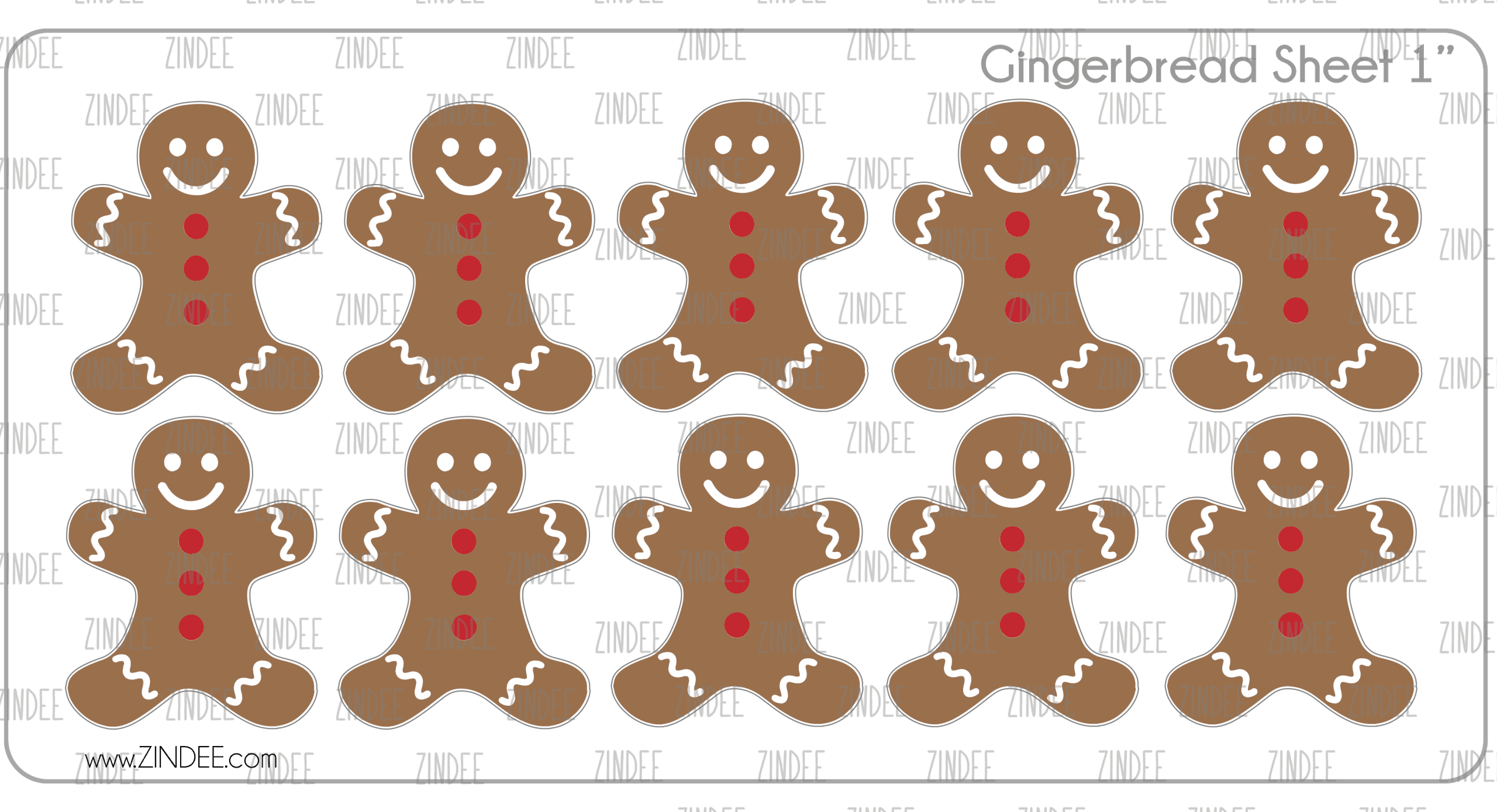 Gingerbread Cookie (sticker sheet) 1" White Gloss