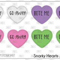 Snarky Hearts (sticker sheet) .45" White Gloss