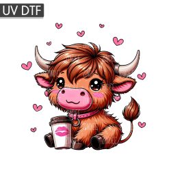 Valentine Highland Cow UV DTF Decal