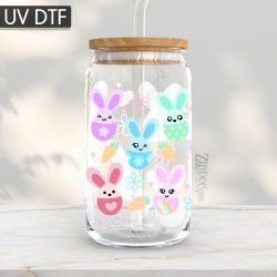 Easter Egg Bunnies UV DTF Glass Can Wrap