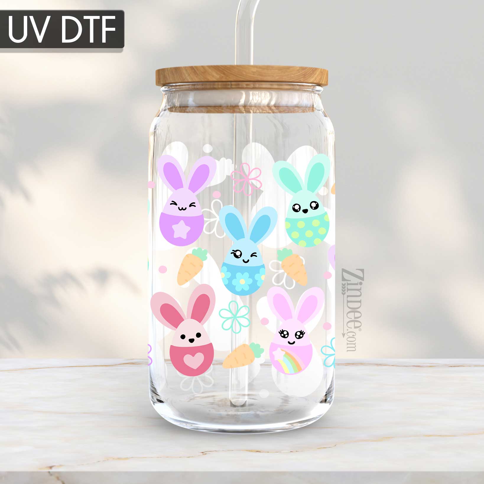 Easter Egg Bunnies UV DTF Glass Can Wrap
