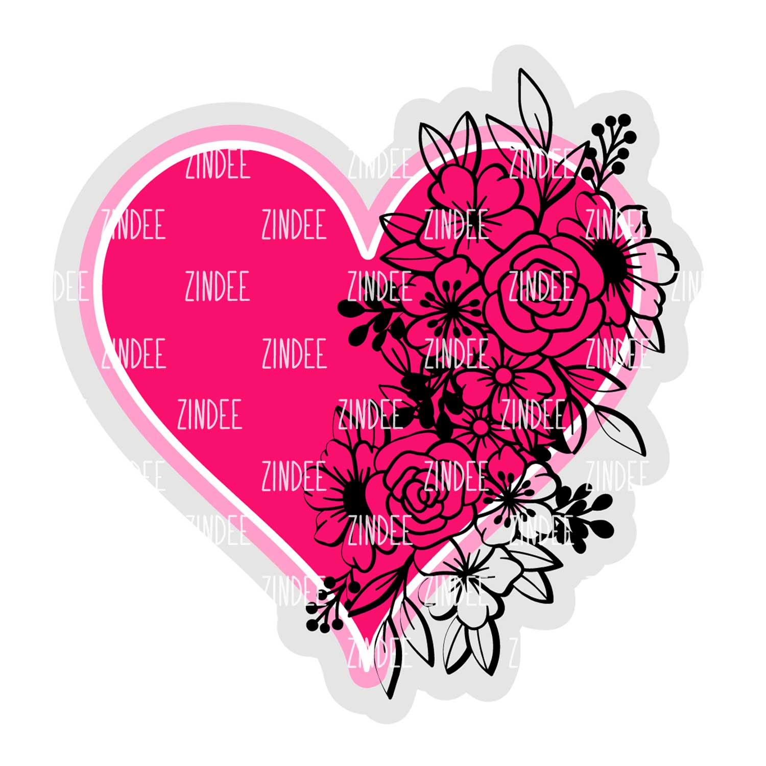 Floral Heart Acrylic Blank- Sticker- UV DTF (2 inch) NO HOLE