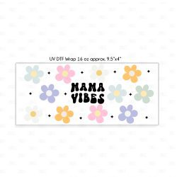 Alternative view of Mama Vibes Flowers UV DTF Glass Can Wrap