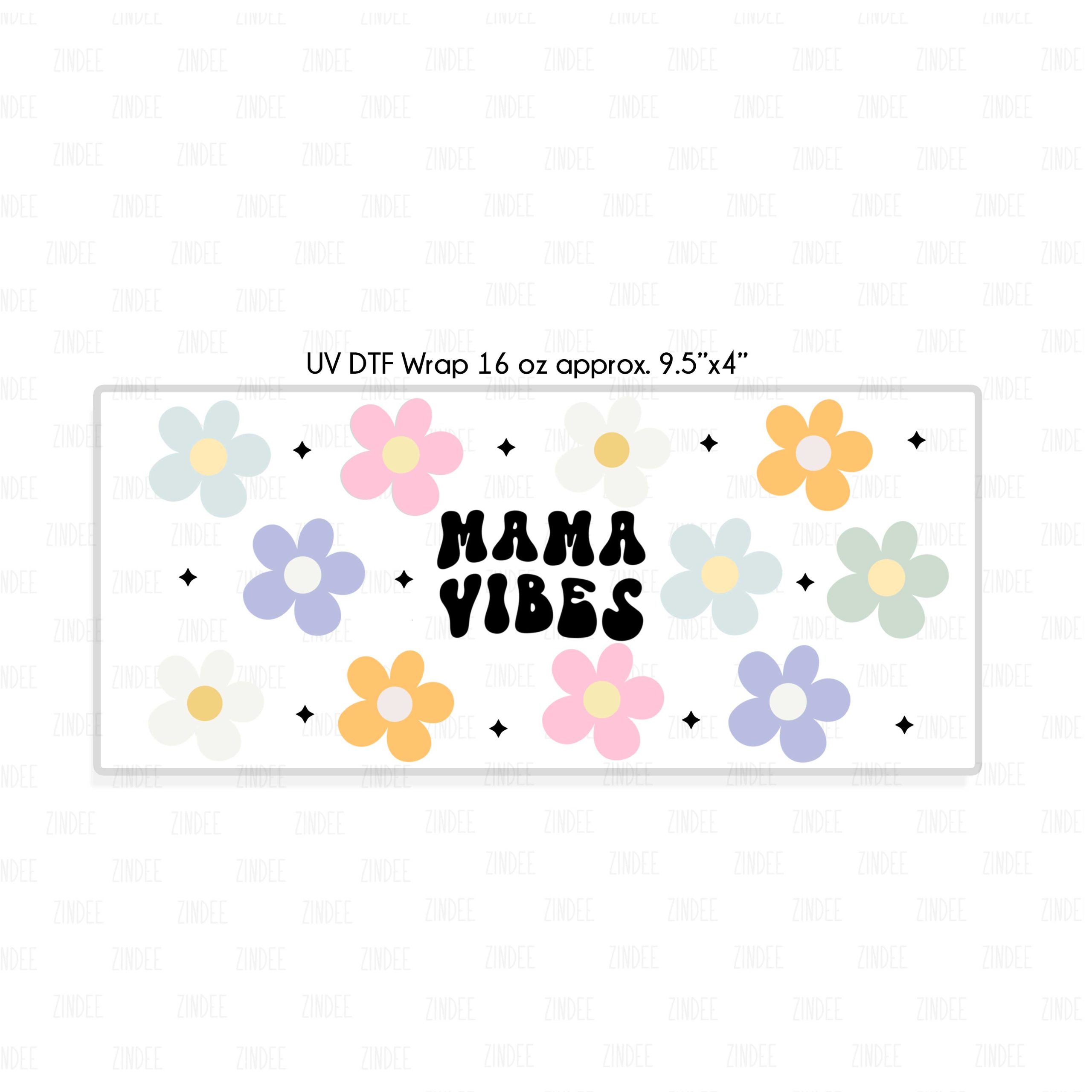 Mama Vibes Flowers UV DTF Glass Can Wrap - Image 2