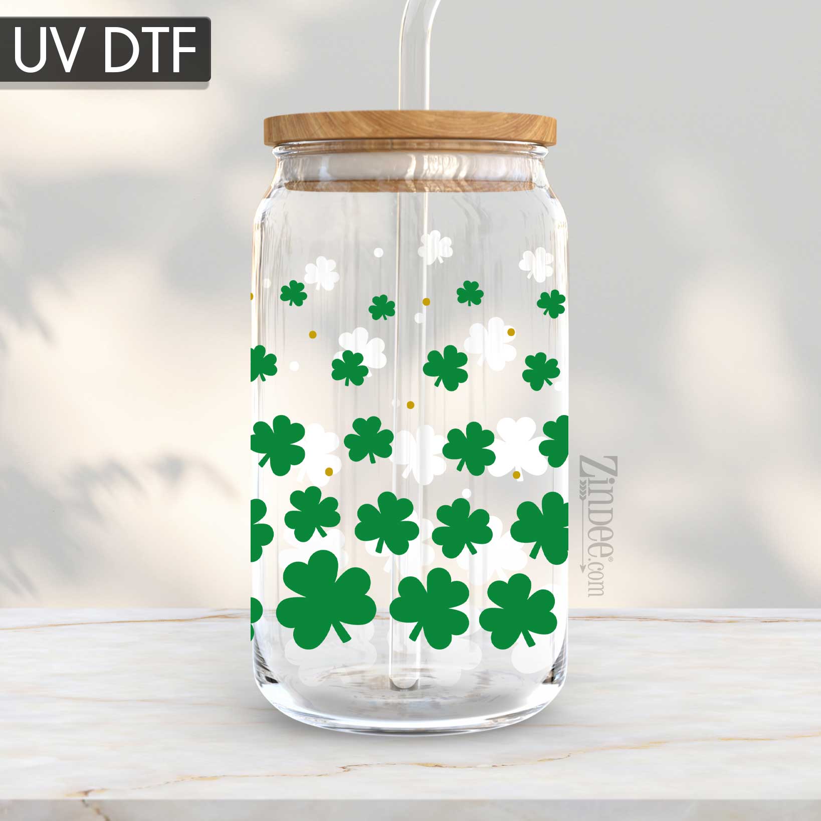 Shamrock UV DTF Glass Can Wrap