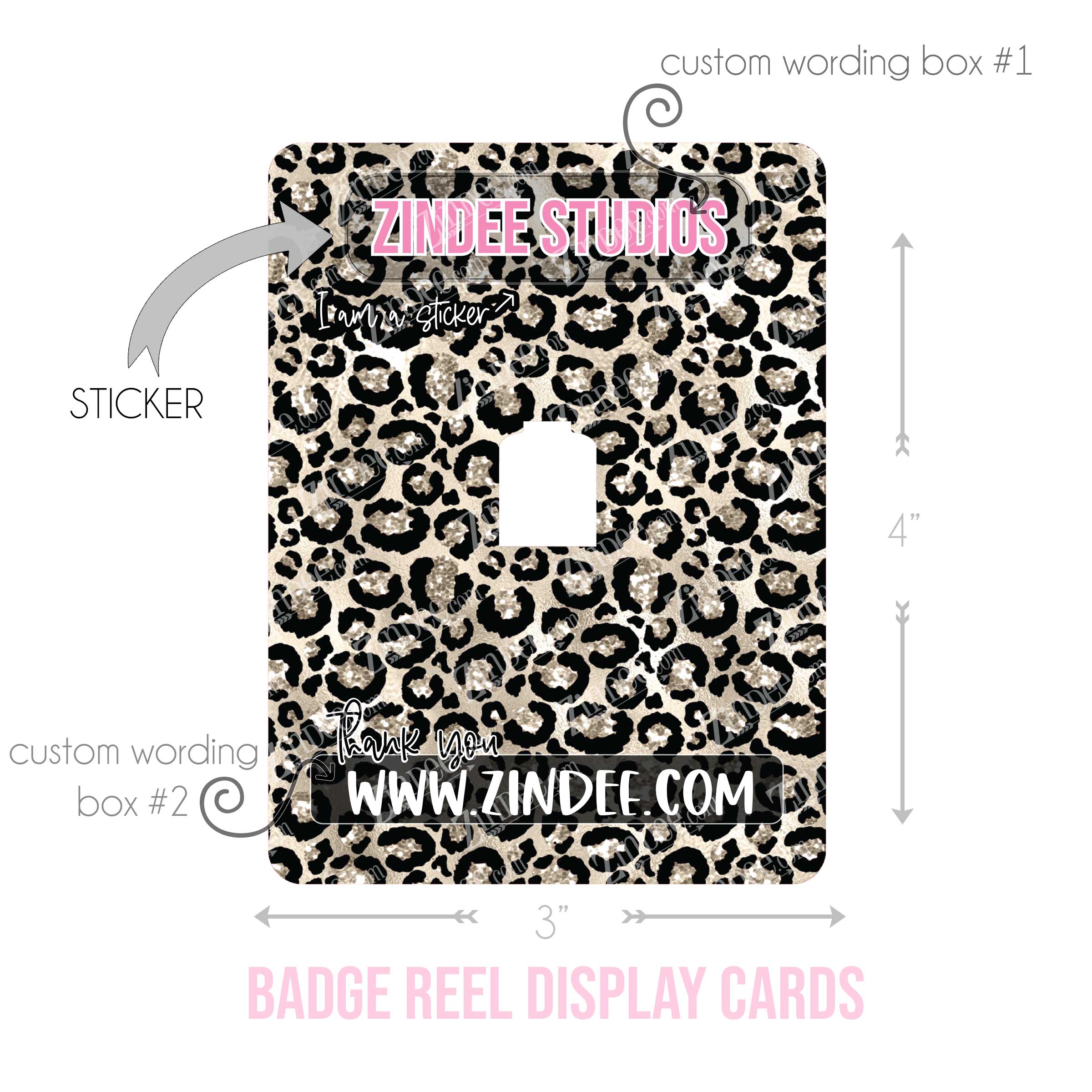 Champagne Glam Leopard-(Badge Reel DISPLAY Card) – Acrylic Blanks