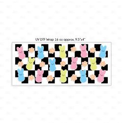 Alternative view of Checkered Bunny UV DTF Glass Can Wrap