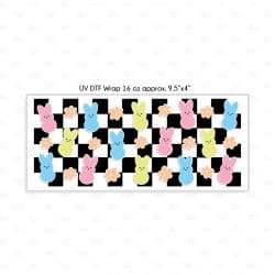 Alternative view of Checkered Bunny UV DTF Glass Can Wrap