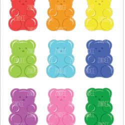 Chubby Gummy Bear (sticker sheet) 3" WHITE Gloss