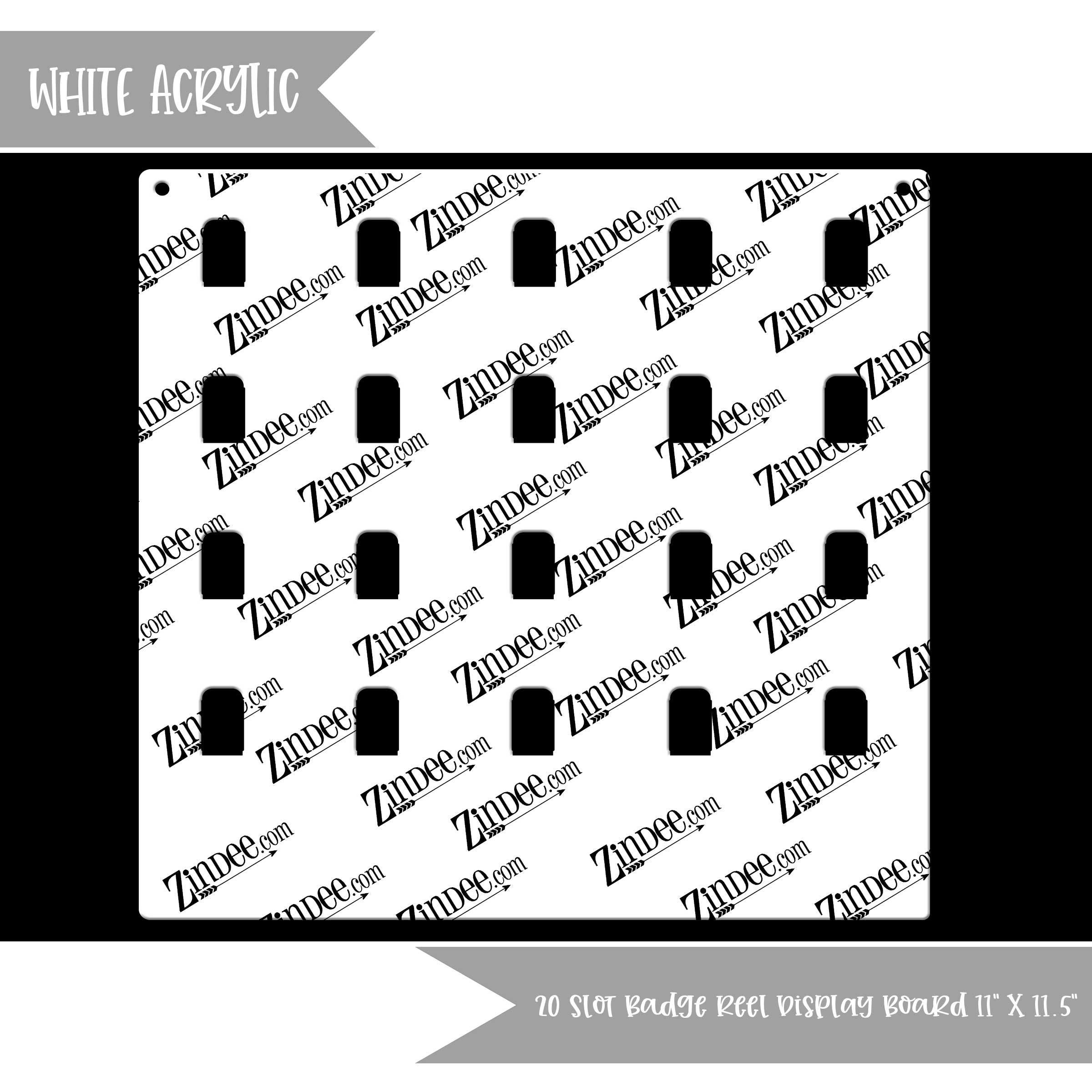 20 Slot Badge Reel Display Board (White Acrylic)