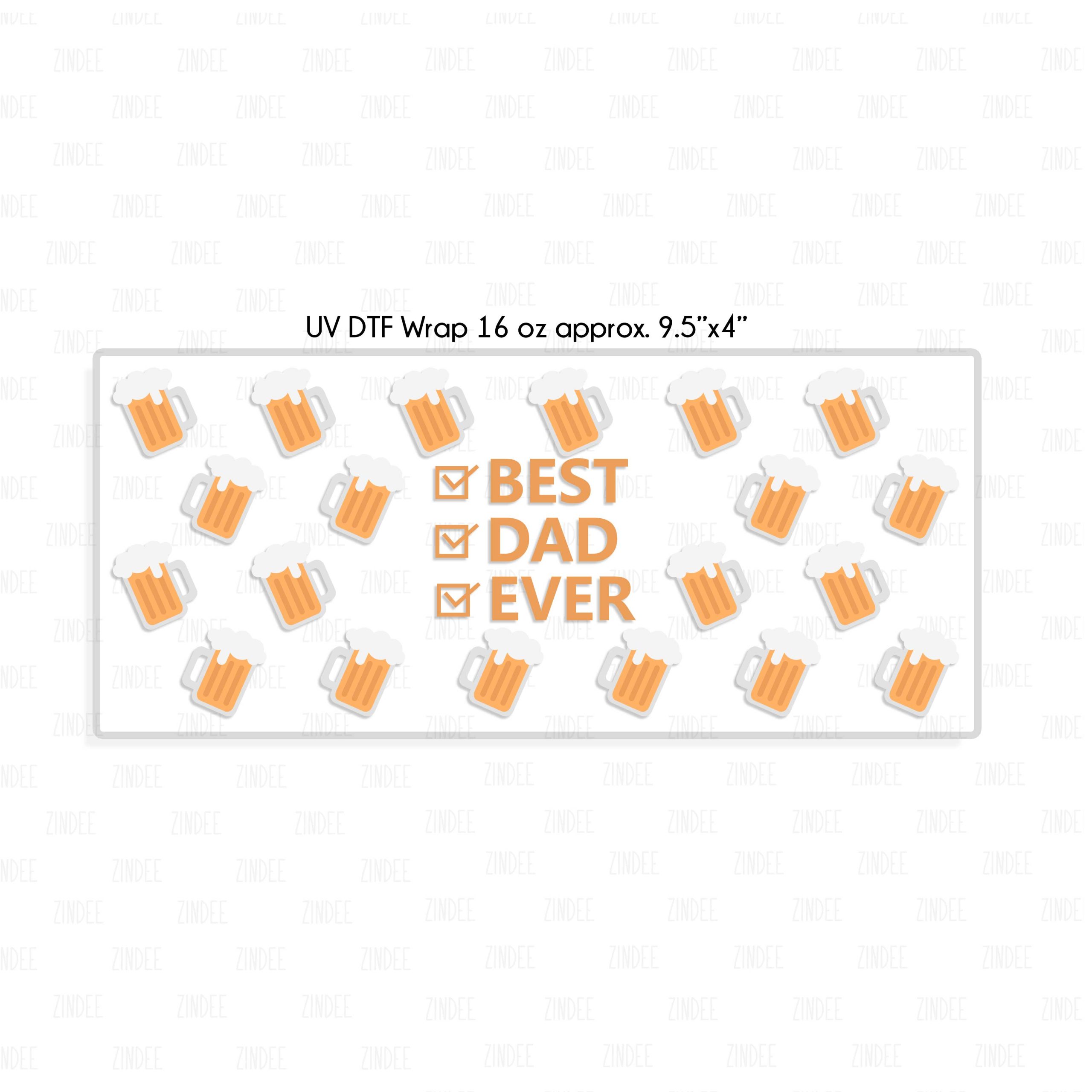 Best Dad Ever Beer UV DTF Glass Can Wrap - Image 2