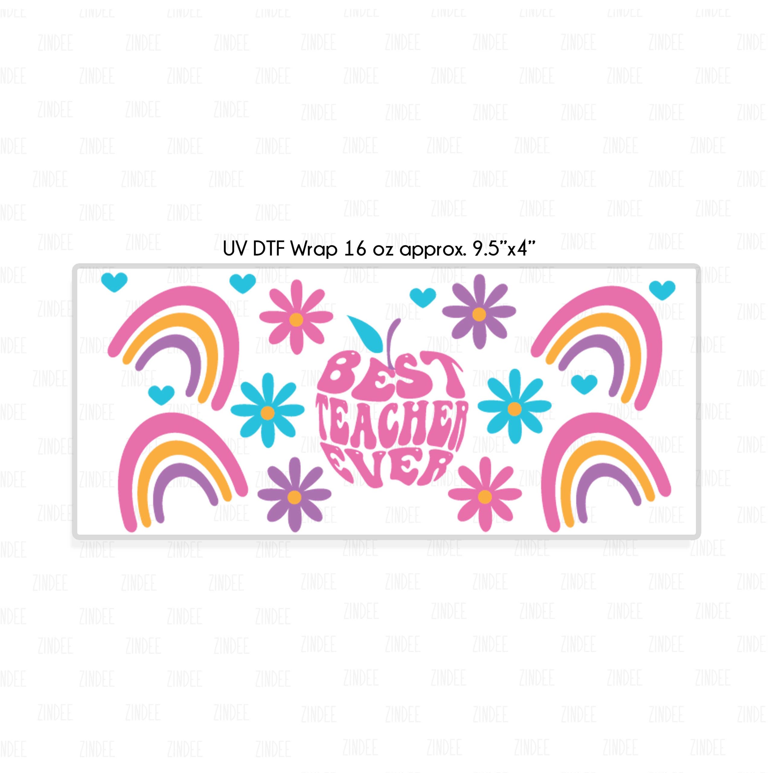 Best Teacher Ever UV DTF Glass Can Wrap - Image 2