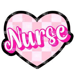 Checkered Nurse Heart Acrylic Blank- Sticker- UV DTF (1.5 inch)