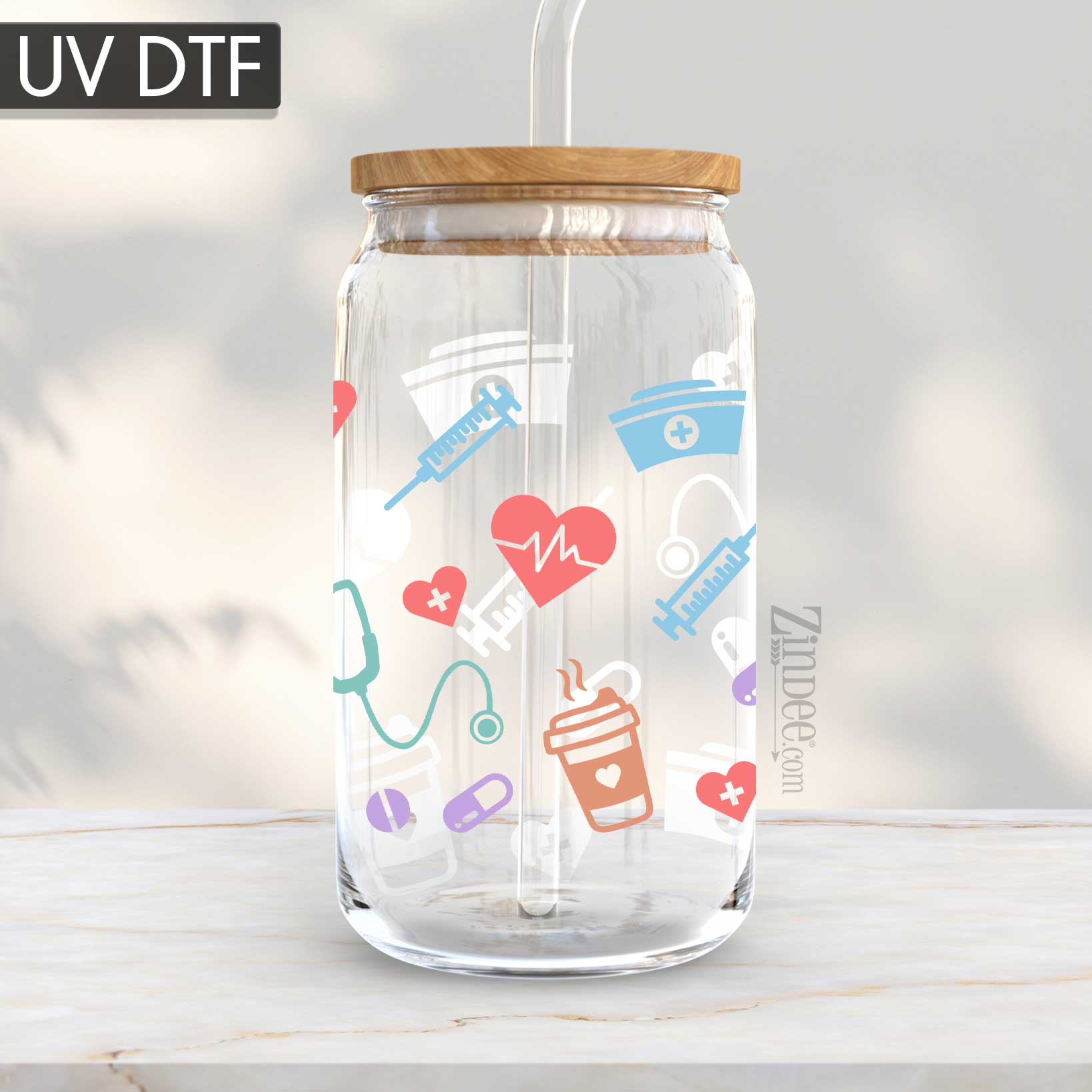 Medical Love UV DTF Glass Can Wrap